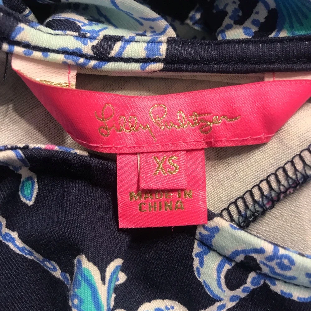 Lilly Pulitzer OPHELIA SWING DRESS Bright Navy Pop Up Monkey Trouble Size XS. - Picture 7 of 8